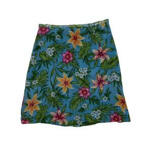 90s Lord & Taylor Tropical Floral Print Silk Skirt